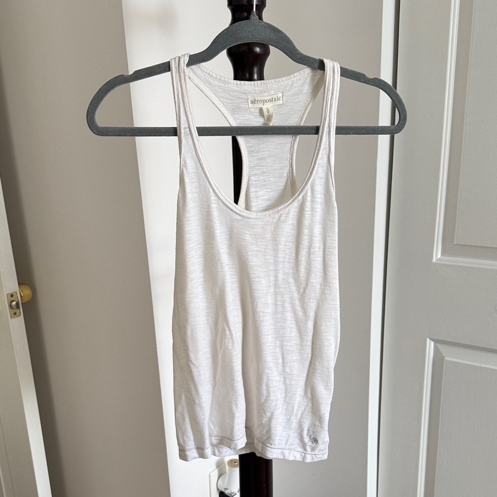 AEROPOSTALE BUNDLE -Three Shirts White Sleeveless, Blue patterned & Blue plain